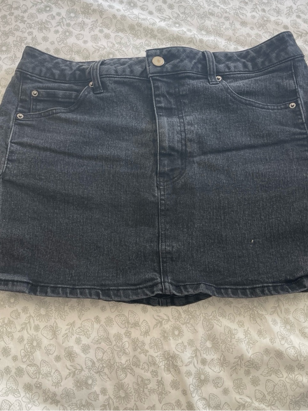 Tinseltown Black Wash Denim Mini Skirt